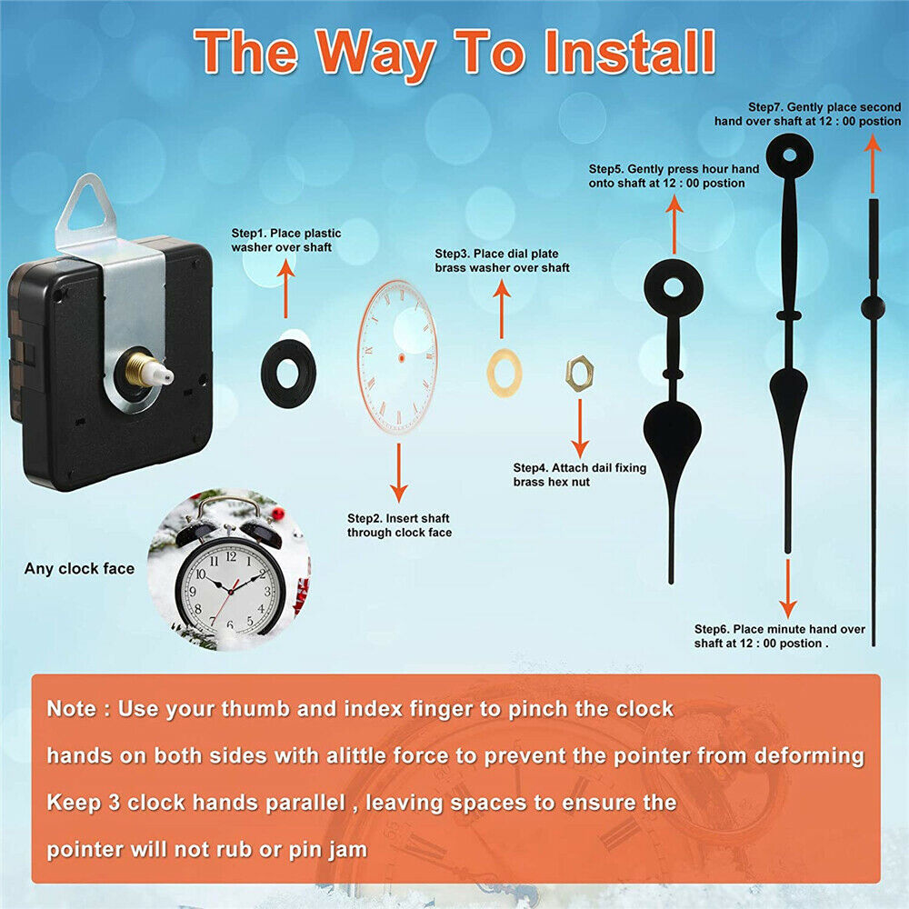 Set Wall Quartz Clock Movement Mechanism Repair Replacement Hands Tool ...
