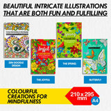 Fun Adult Colouring Books A4 Size Relaxing Mindfulness Anti Stress Patterns