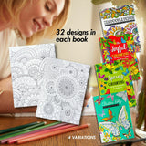 Fun Adult Colouring Books A4 Size Relaxing Mindfulness Anti Stress Patterns