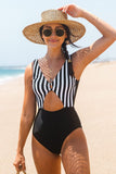 CUPSHE Leona Striped Cutout One Piece Swimsuit M/10