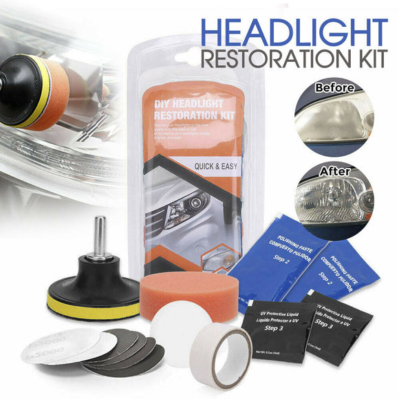 Pro Car Lens Headlight Restoration Kit Polishing Sanding Cleaner Repair Tool