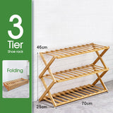 3-6 Tiers Shoe Rack Bamboo Folding