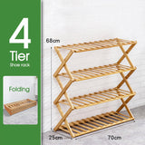 3-6 Tiers Shoe Rack Bamboo Folding