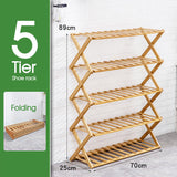 3-6 Tiers Shoe Rack Bamboo Folding
