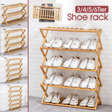 3-6 Tiers Shoe Rack Bamboo Folding