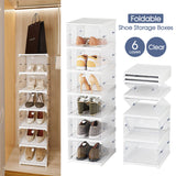 Foldable Shoe Box Storage Transparent 6 Boxes