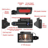 1080P Dual Dash Cam Uber Car 3" IR Night Vision Video Recorder Camera G sensor