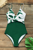 CUPSHE Banana Leaf Twist-Front One Piece Swimsuit S/8