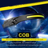 Waterproof COB LED Motion Sensor Head Torch Headlight USB Rechargeable Headlamp