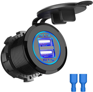 Car Boat Dual USB 12-24V 4.2A Charger Socket Power Outlet Led Display Waterproof