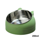 200ml Pet Cat Dog Bowl Tilted Food Water Feeder No Slip Raised Stainless Steel