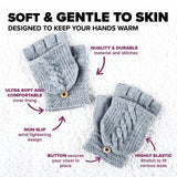 2Pairs 2 In 1 Women Girl Warm Winter Fingerless Gloves Flip Mittens Twist Gloves