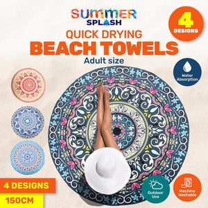 Quick Dry Bohemian Mandala Beach Cover Round Tapestry Picnic Blanket Mat Shawl