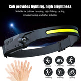 Waterproof COB LED Motion Sensor Head Torch Headlight USB Rechargeable Headlamp