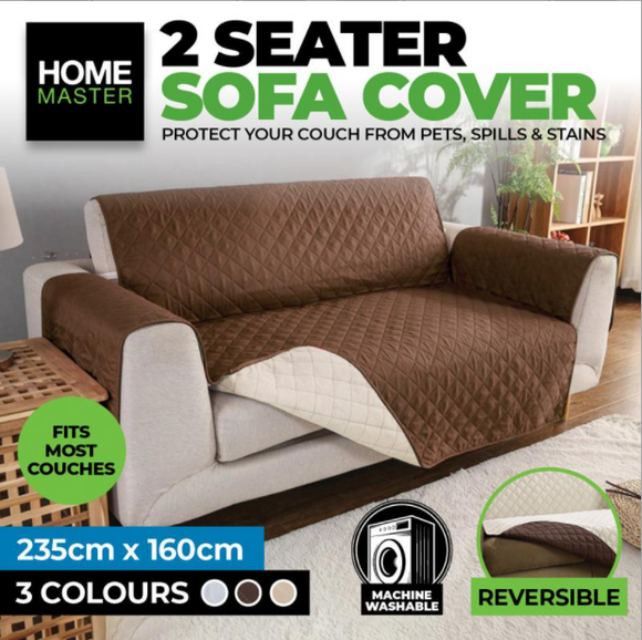 2 Seater Sofa Cover Reversible Machine Washable 235 x 160cm [Colour: Beige] - Beige