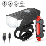 Bike Front Rear Light USB Rechargable Lamp Flashlight Bicycle LED