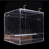 Acrylic Automatic Parrot Feeder No Mess Bird Cage Seed Feeding Container Box AU