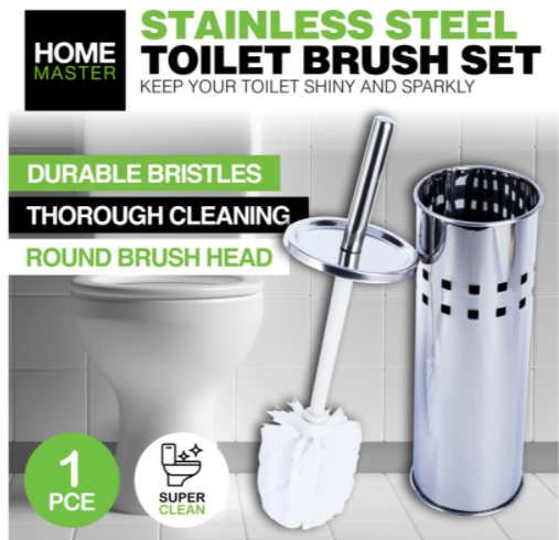 2PCE Toilet Brush Set Stainless Steel Rust Resistant Stylish 27cm