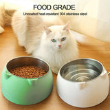 200ml Pet Cat Dog Bowl Tilted Food Water Feeder No Slip Raised Stainless Steel