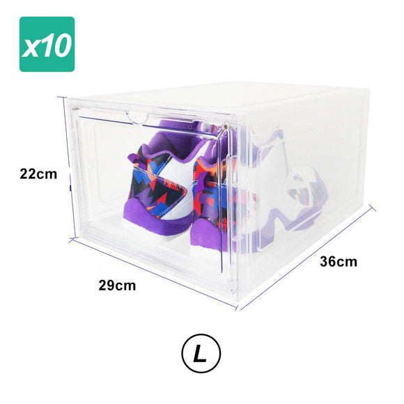 10x Shoe Drawer Shoe Cases Box Rack Storage Cabinet Plastic Boxes