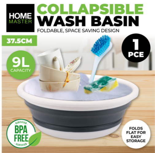 Wash Basin Collapsible Space Saver Kitchen Laundry Cleaning 9L