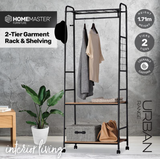 Garment Rack & Shelving 2 Tier Sleek Stylish Modern Design 1.71m - Black