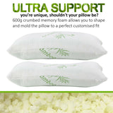 Luxury Soft Memory Foam Natural Bamboo Pillow Bed Fabric Cover 70 x 40cm AU POST