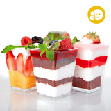 25/50pcs Small Plastic JELLY Mousse CUPS Clear Party Dessert Cake Shot Drink