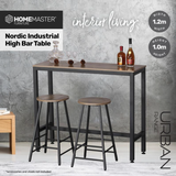 High Bar Table Nordic Industrial Design Stylish Modern 1m - Black and Walnut