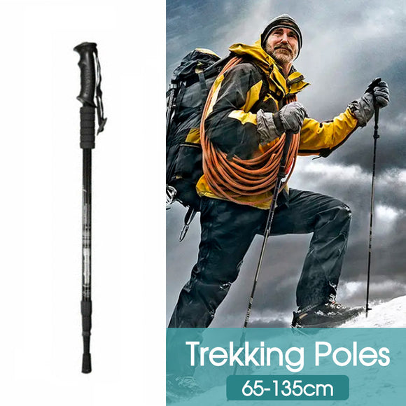 Lightweight Hiking Trekking Poles Walking Stick Anti Shock Adjustable Camping