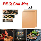 3Pcs Copper Reusable BBQ Grill Mat Bake Sheet Resistant Teflon Meat Barbecue Non-Stick