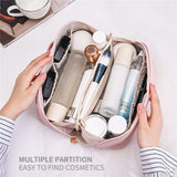 Cosmetic Divider Bag PU Makeup case Storage Portable Travel Pouch Large Capacity