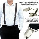 35/50mm Extra Wide Men's Adjustable Elastic Suspenders Clip On Braces Trouser AU