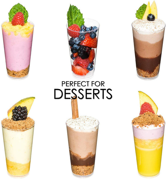 Small Plastic JELLY Mousse CUPS Clear Party Dessert Cake Shot Drink Tumbler Bowl