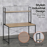 Multifunctional Workstation 2 Tier Stylish Modern Design 1.38m - Black and Walnut