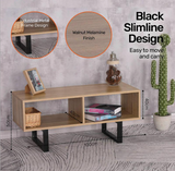 Coffee Table Wide Dual Storage Stylish Modern Design 1m - Black and Walnut