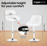 2PCE Bar Stool White Swivel Seat Adjusting Height Stylish Modern - White