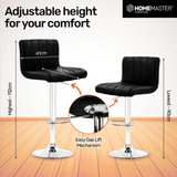 2PCE Bar Stool Black Swivel Seat Adjusting Height Stylish Modern - Black