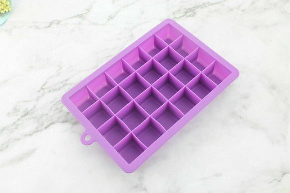 24Grids Silicone Ice Cube Tray Mold Maker Tools Square Mould For Whisky Alcohol Purple