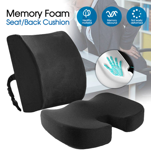 Au Memory Foam Seat & Back Cushion Lumbar Back Pillow Pain Relief Car NEW