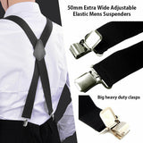 35/50mm Extra Wide Men's Adjustable Elastic Suspenders Clip On Braces Trouser AU