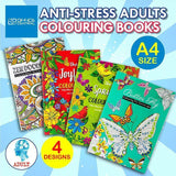 Fun Adult Colouring Books A4 Size Relaxing Mindfulness Anti Stress Patterns