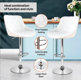 2PCE Bar Stool White Swivel Seat Adjusting Height Stylish Modern - White