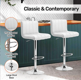 2PCE Bar Stool PU Leather Swivel 2pk - 41cm(W) x 48cm(D) x (90cm -112cm)(H) White