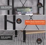 Display Shelf 4 Tier Sleek Modern Industrial Design 1.16m - Black