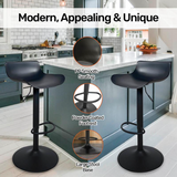2PCE Bar Stool Black Powder Coated Swivel Seat Stylish Modern - Black