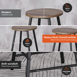 2PCE Bar Stools Round Neo Industrial Designed Stylish Modern 71cm - Black and Walnut