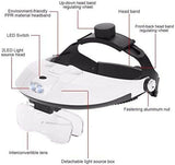 Headband Magnifier 2 LED Lamp Light Jeweler Head Mounted Magnifying Glass Loupe