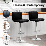 2PCE Bar Stool Black Swivel Seat Adjusting Height Stylish Modern - Black