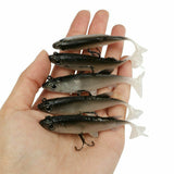 5x Soft Plastic Vibe Lures Poddy Mullet Flathead Jig Heads Barra Cod Fishing AU